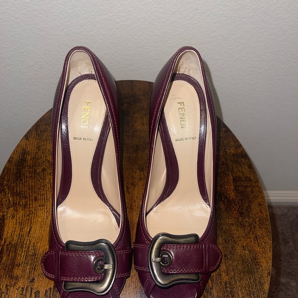 Fendi Women's Dark Red Leather Heels